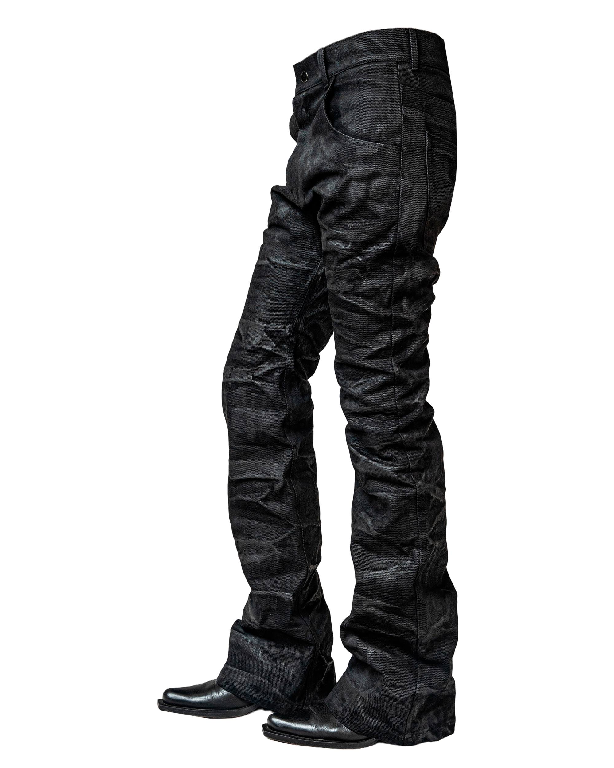 値下依頼可XU XU DOG RICH/Black Waxed Denim Pants DOG RICH⁄Black