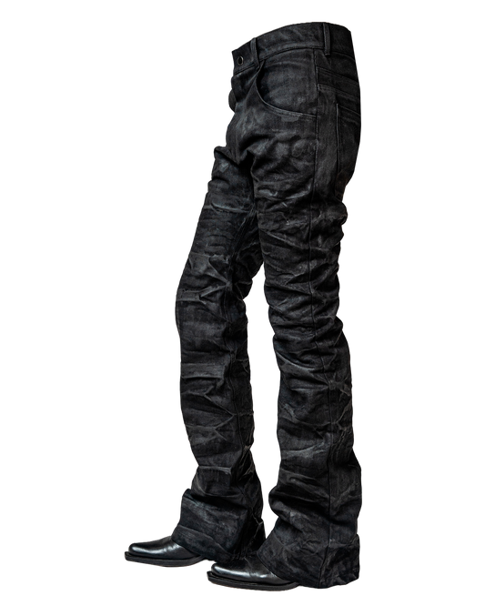 OBSIDIAN WAXED JEANS