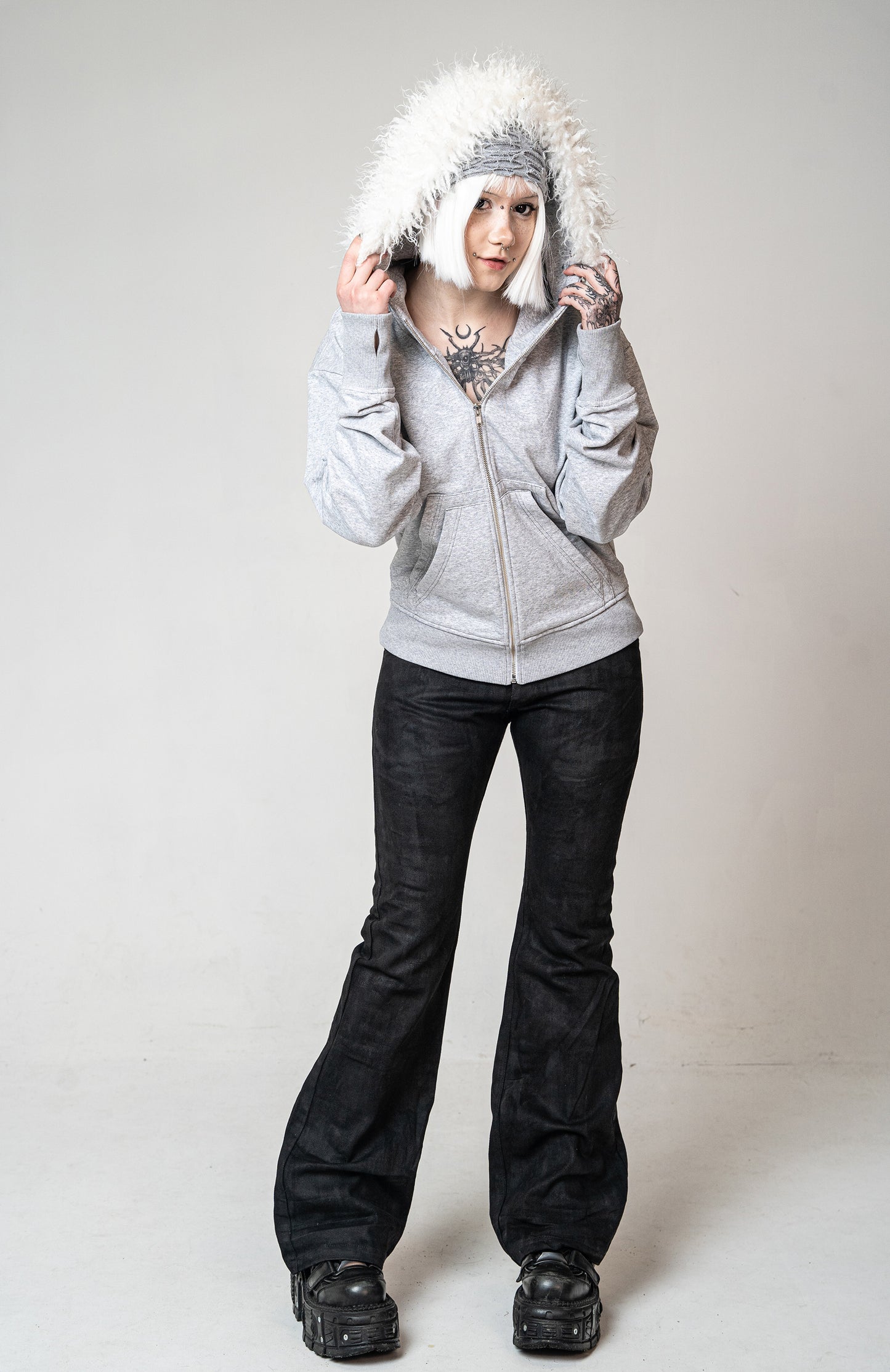 GRAY MAD FUR HOODIE V2