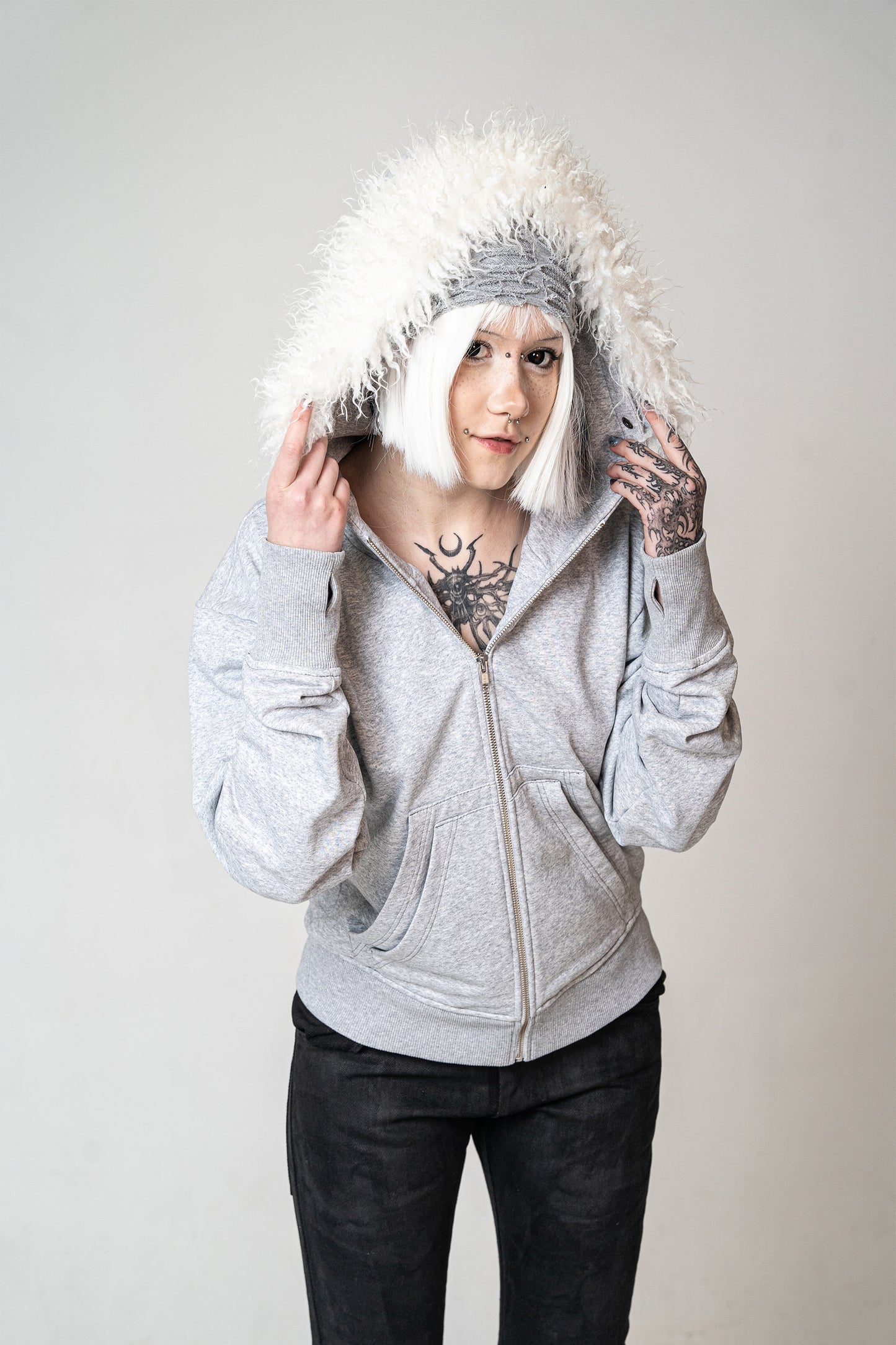 GRAY MAD FUR HOODIE V2